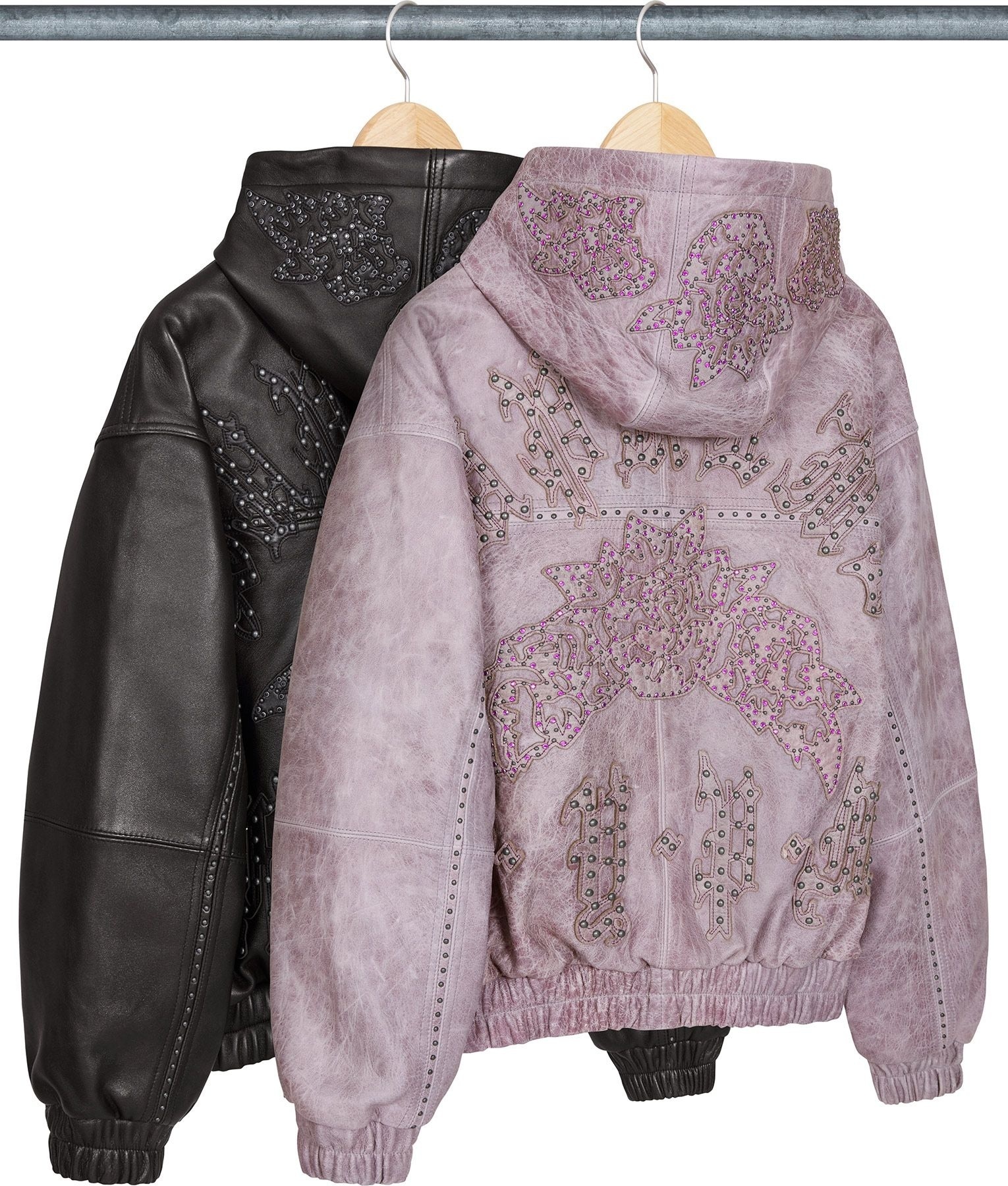 Studded Hooded Leather Jacket